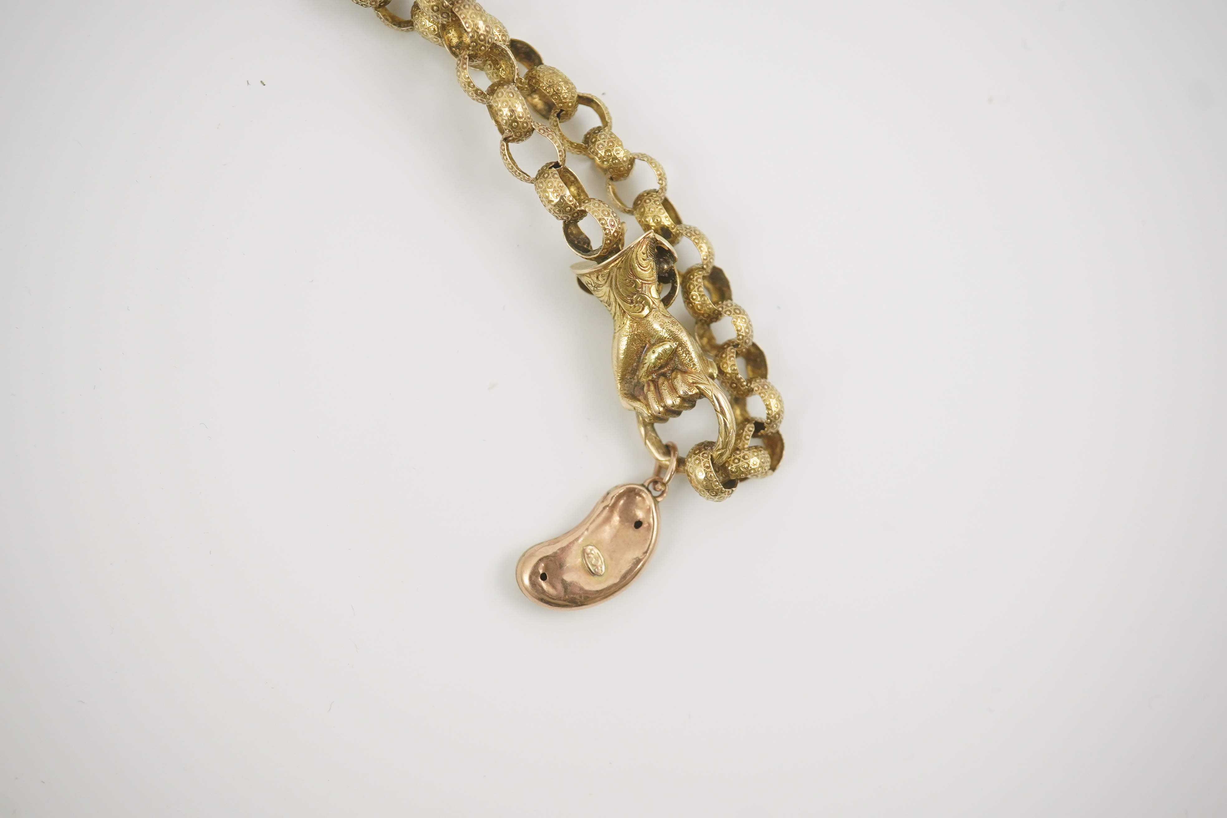 An early 19th century gold circular link muff chain